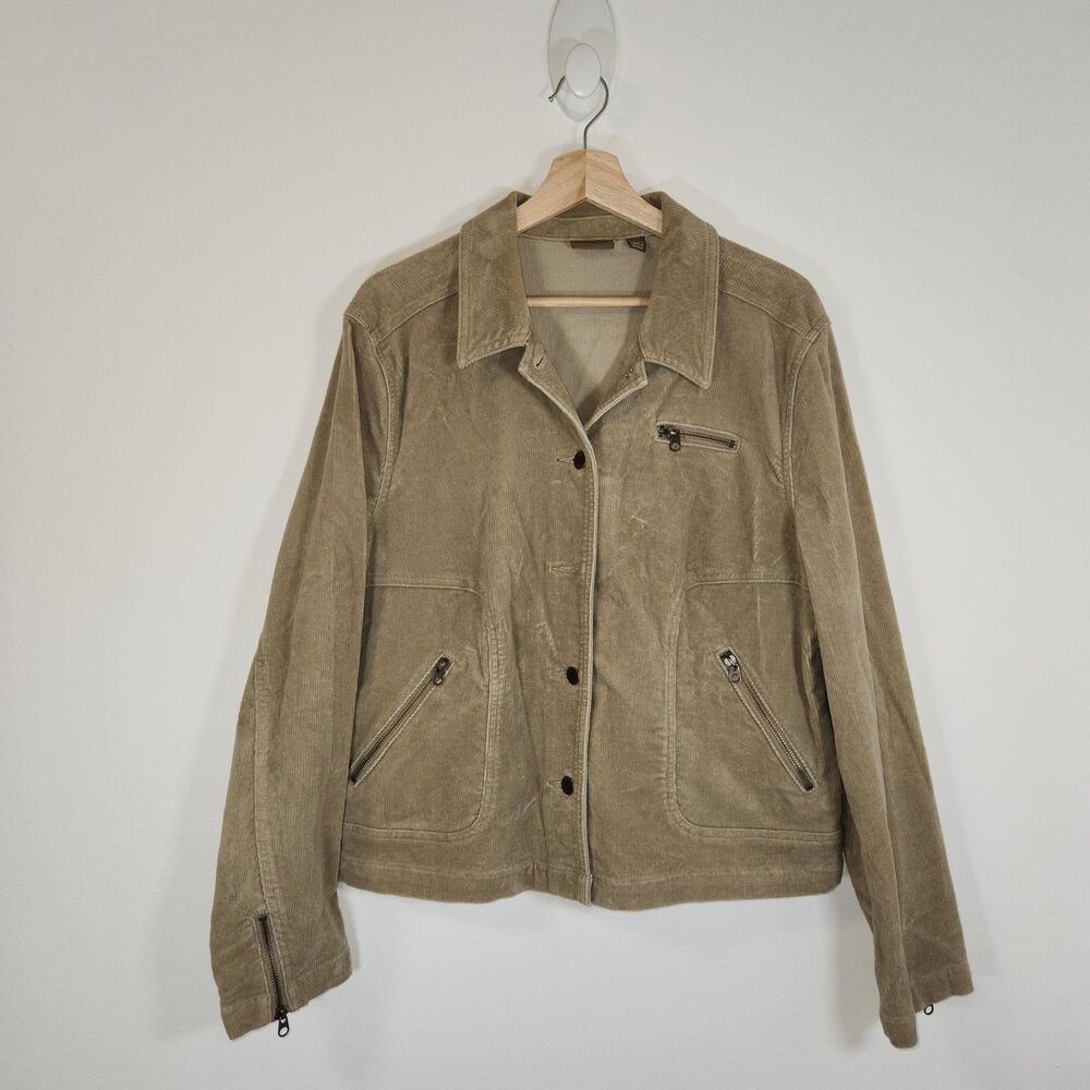 Vintage Caslon Beige Corduroy Button Up Jacket XLARGE Y2K